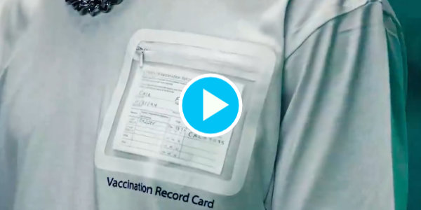 Dystopian: Ad promoting tshirt with plastic pockets for your Vaccine Card…